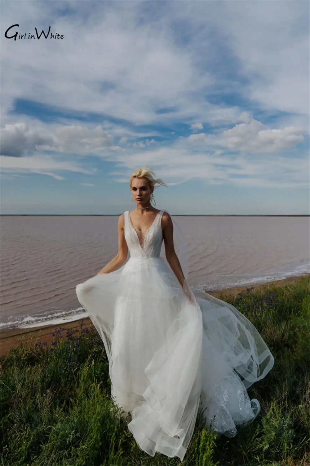 Robe de Mariée Sexy en Dentelle à Paillettes et Dos aux, Tenue de Style Boho à Manches Précieuses et Col en V Profond, pour Patients Personnalisés