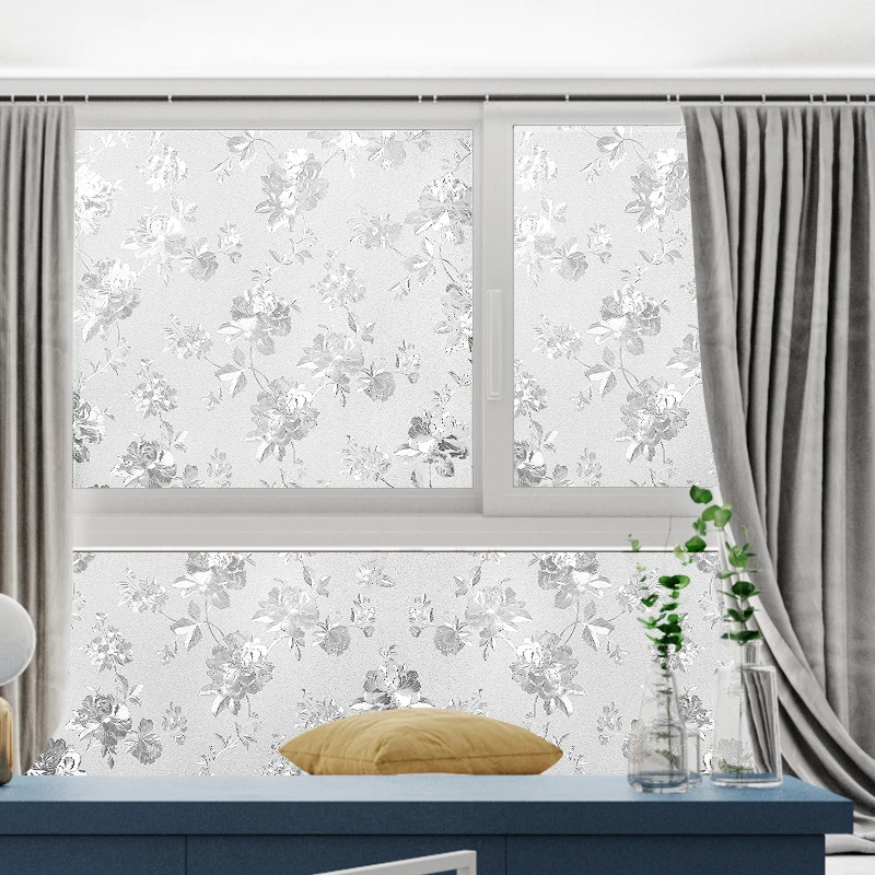 

UV-Proof Privacy Film, Static, No Glue Repeated, Frosted Glass Film, Transparent Opaque, Bath Window Decals, 30-120cm