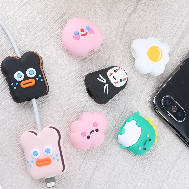 Cartoon Animal Cable Protector For iPhone USB Charging Cute Cable Cord Holder Cables Protective Case Cover