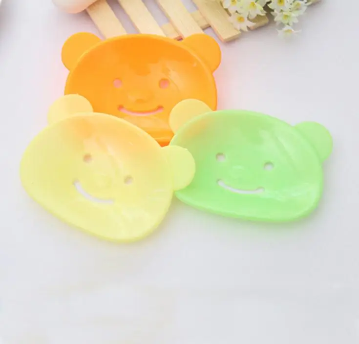 Cute Cartoon Smile Bear Shaped Soap Dish Creative Bathroom Home Decor Soap Tray Holder SN2232