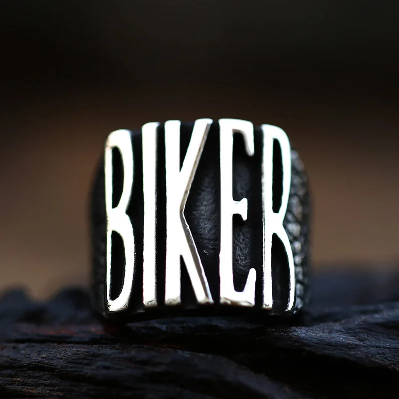 Beier New Design Stainless Steel 316L Punk Rock American Biker Fashion Letter Ring Men Retro Ring Hip Hop Jewelry For Gifts