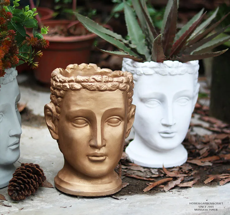 Pastoral Cement Venus David Portrait Retro Vase Ornaments Decoration Outdoor Garden Yard Table Head Flower Pot Statue Crafts Art