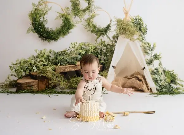 Mocsicka-خلفية للتصوير الفوتوغرافي لعيد ميلاد الطفل ، وخلفية للتصوير الفوتوغرافي مع كيك سفاري ، وأوراق خضراء