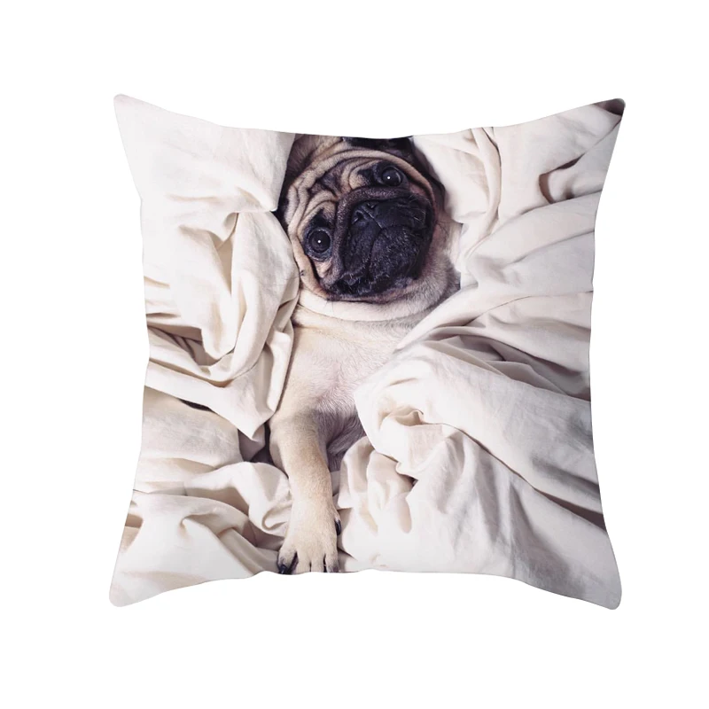 Creative Pug Dog Pillow Case Pug Dog Decorative Pillowcases 45*45CM Cute Dog Throw Pillow Case Cover kussensloop almohada