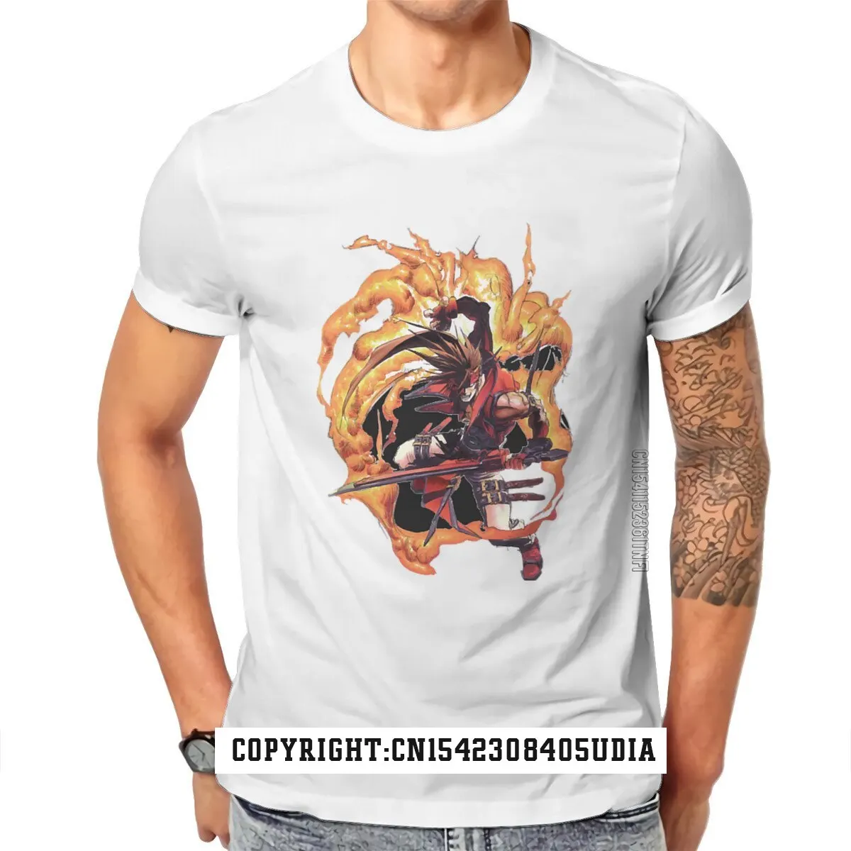 Sol Badguy Hipster Tshirts Guilty Gear Sol Kay Kosku Mey Fighting Games Men Harajuku Cotton T Shirt Faddish Cotton Tops & Tees