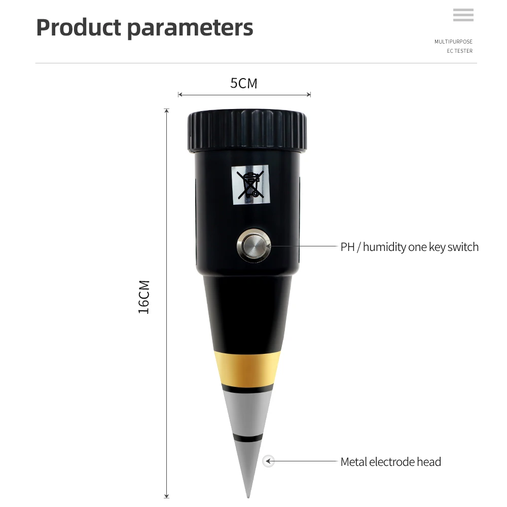 2 in1 /4 in 1 Soil Moisture PH Meter Acidity Humidity Tester Metal Sensor Probe 3~8ph Hygrometer for Planting Garden Garden Tool