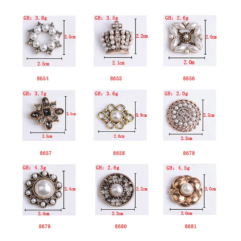 5 Pcs/Lot Rhinestone Pearl Flower Plate Diamond Button Jewelry Scarf  For Hair Accessories Sewing Decorative Clothing Coat