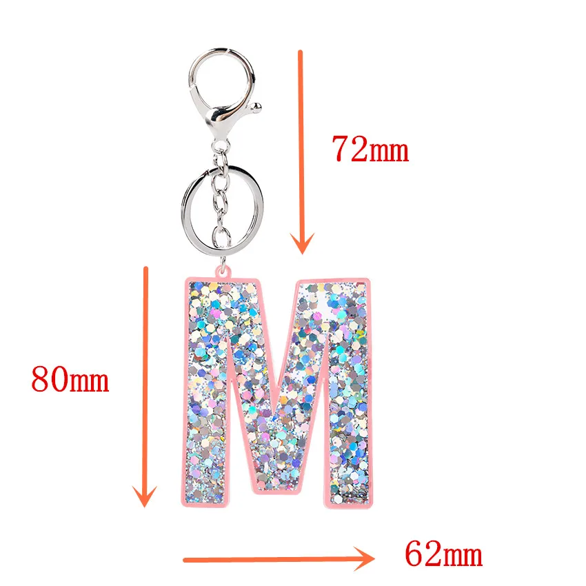 1PC Women Keychains  Glitter Hollowed-Out  Words Handbag English Letter Keyring  Charms  Car Pendants