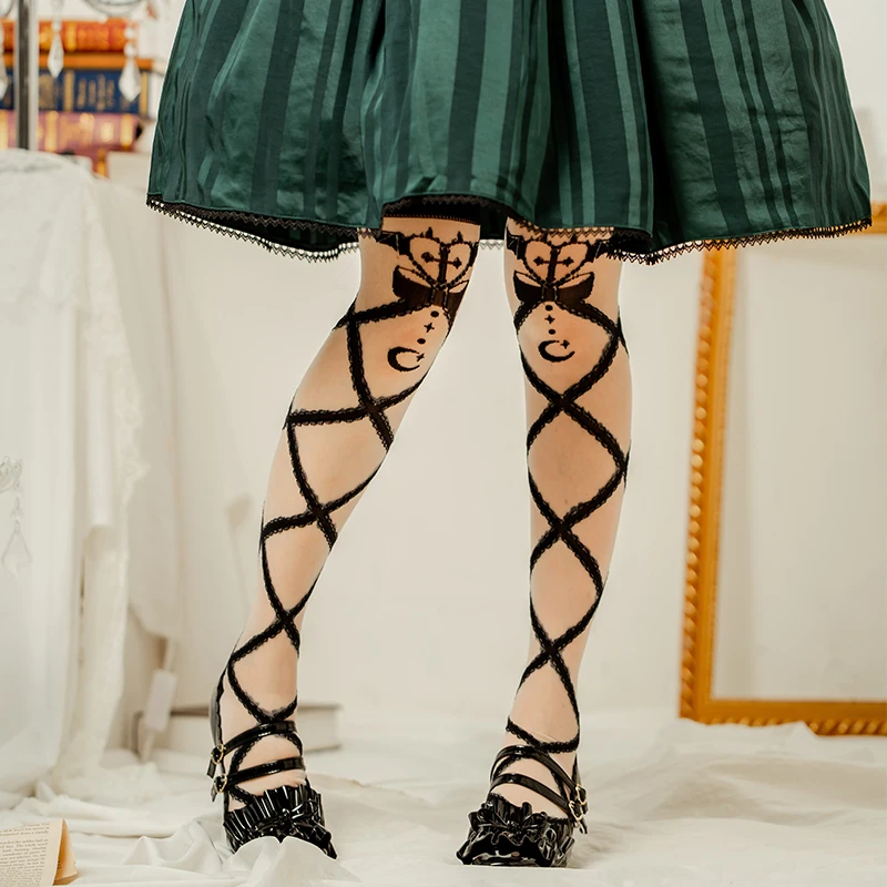 

Angel Devil Lolita Socks Women's Summer Stockings over the Knee Lolita Japanese Harajuku Socks