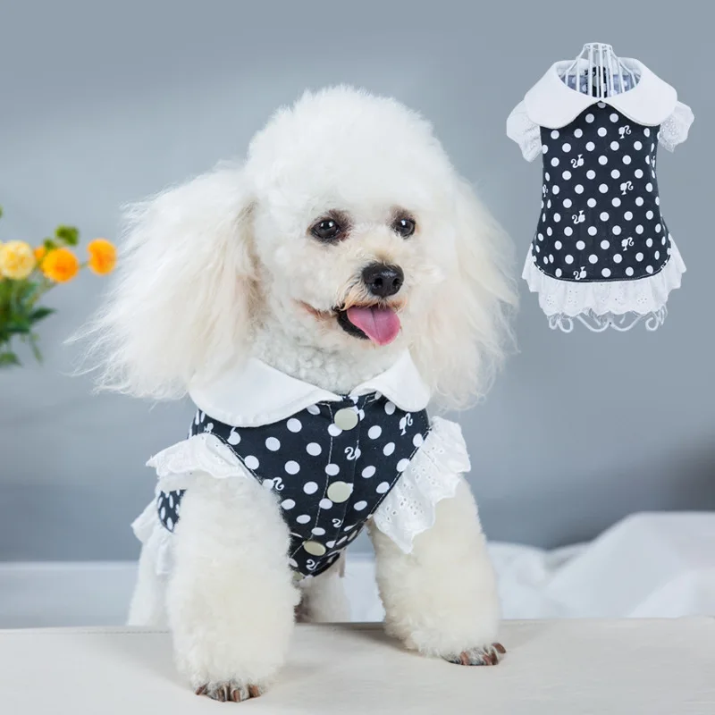 Cat Clothes Princess Lace Dress Puppy Dog Cat Skirt Cute Polka Dot Teddy Pet Costume