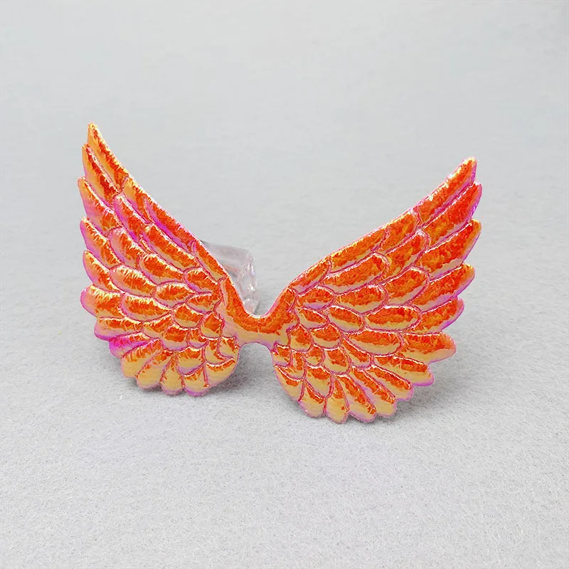 40Pcs/Lot 9*6.5CM AB Fabric Double Sided Angel Wings Padded Appliques For DIY Children Hair Clip Accessories And Garment Patches