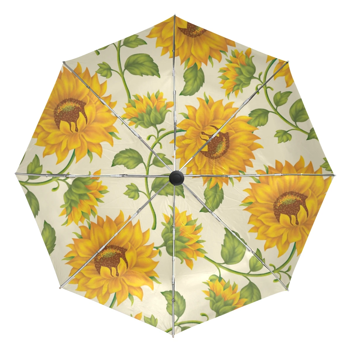 Sunflower Printed Women's Automatic Umbrella Ultralight 3 Folding Sun Protection Rain Umbrella Male Anti UV Parapluie Parasol