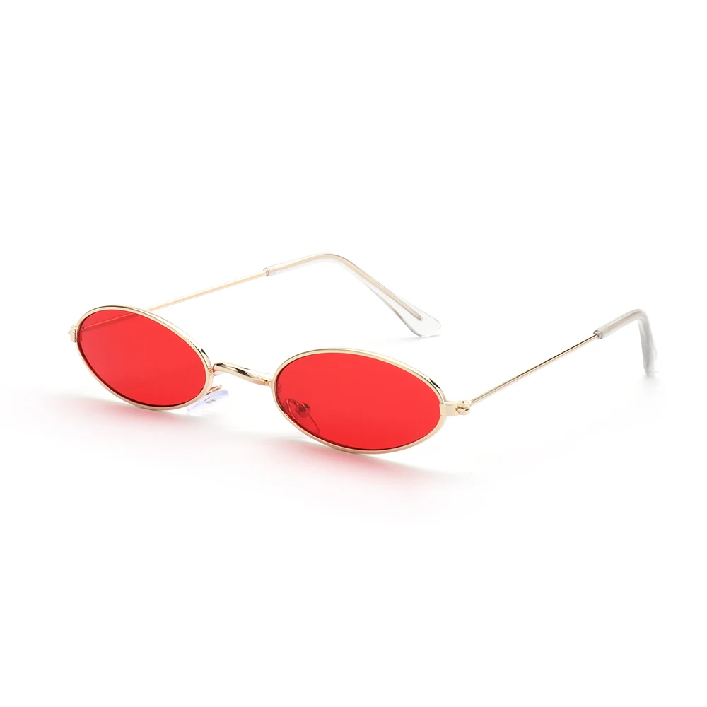 2021 Retro Small Oval Sunglasses Women Vintage Shades Black Red Metal Color Sun Glasses For Female Fashion Designer