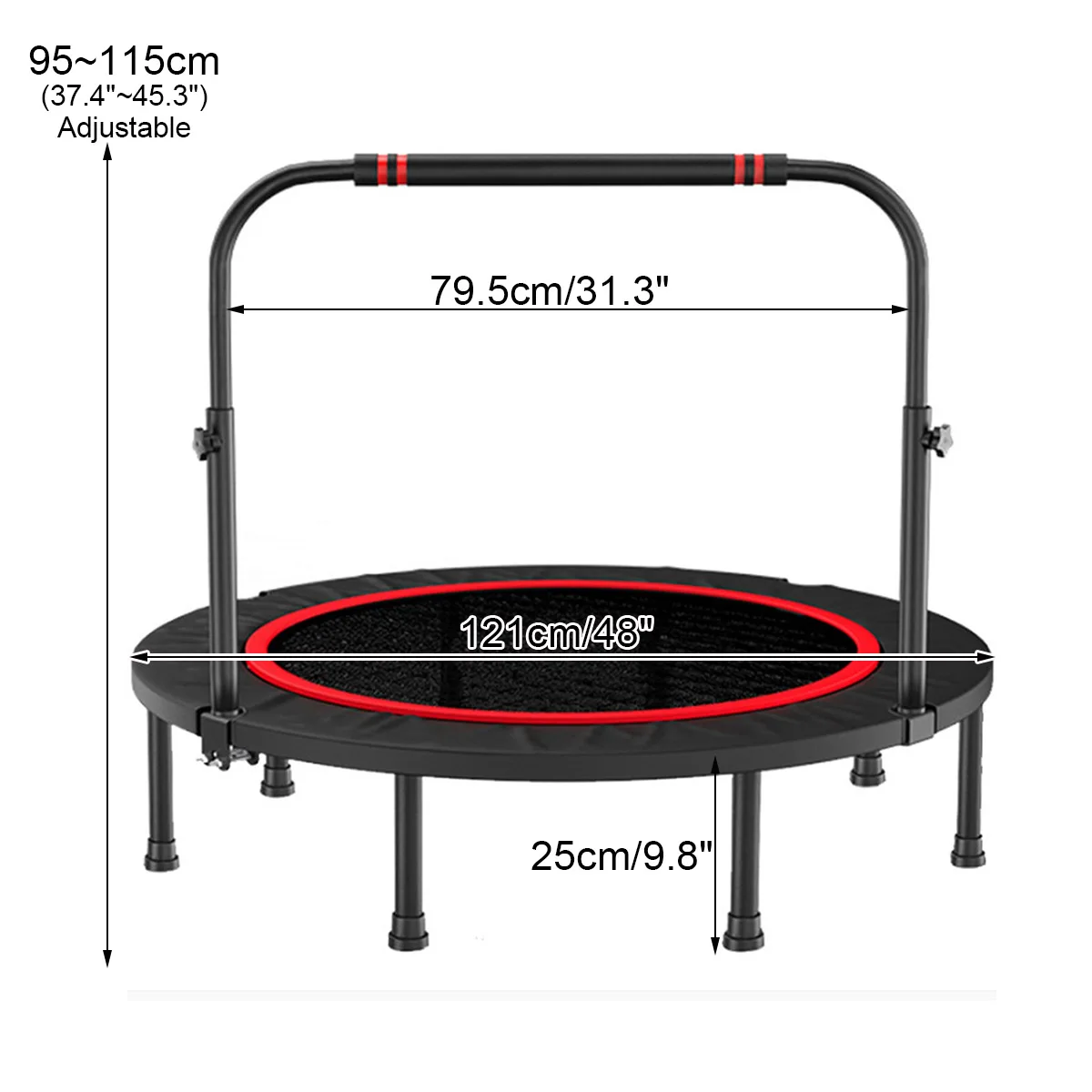 48 Inch Foldable Fitness Trampoline Rebounder Adults Trampoline Fitness Dedicated Elastic Rope Home Gym Exercise Sports Tool