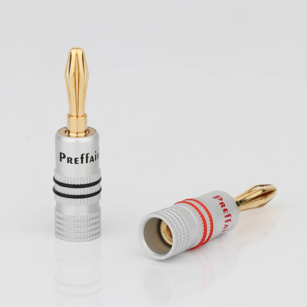 Preffair-BA1468 8pc4mm 폐쇄 나사 24K 금도금 바나나 스피커 플러그 커넥터, 스피커 와이어, 월 플레이트 확장 어댑터