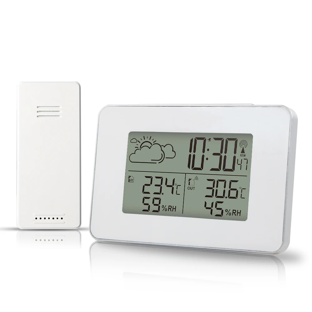 FanJu FJ3364 Digital Clock Alarm Wireless thermometer hygrometer Sensor LED Snooze Table Clocks DCF Weather Station Tools