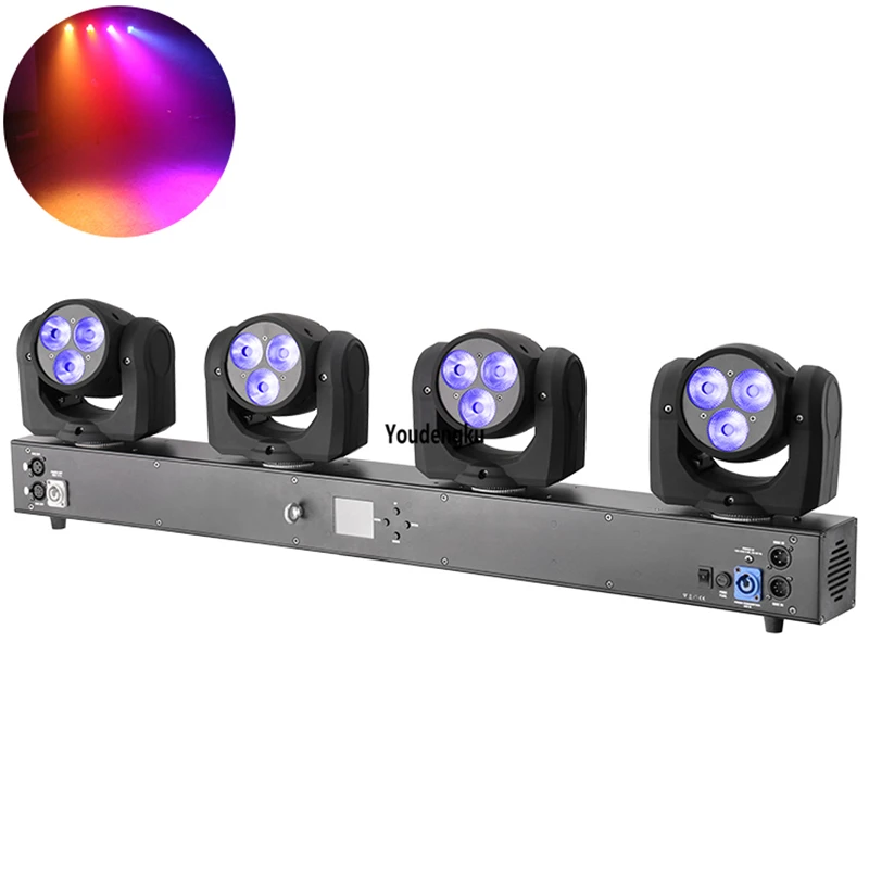 4pcs 12x10w rgbw led moving beam 4 heads dmx sharp led washing moving head beam bar for stage disco equipment set