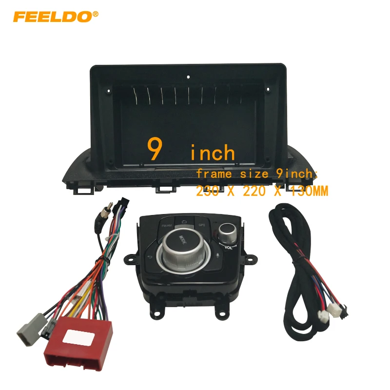 

FEELDO Car 2Din Fascia Frame Adapter & Audio Wiring Harness With Canbus Box For Mazda3 Axela 9" Big Screen Dash Panel Frame Kit