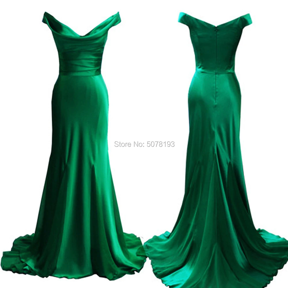 Vestido de noche largo de satén verde con cuello en V, hombros descubiertos, Natural, recto, largo hasta el suelo, Dubái, vestidos de fiesta plisados, envío gratis