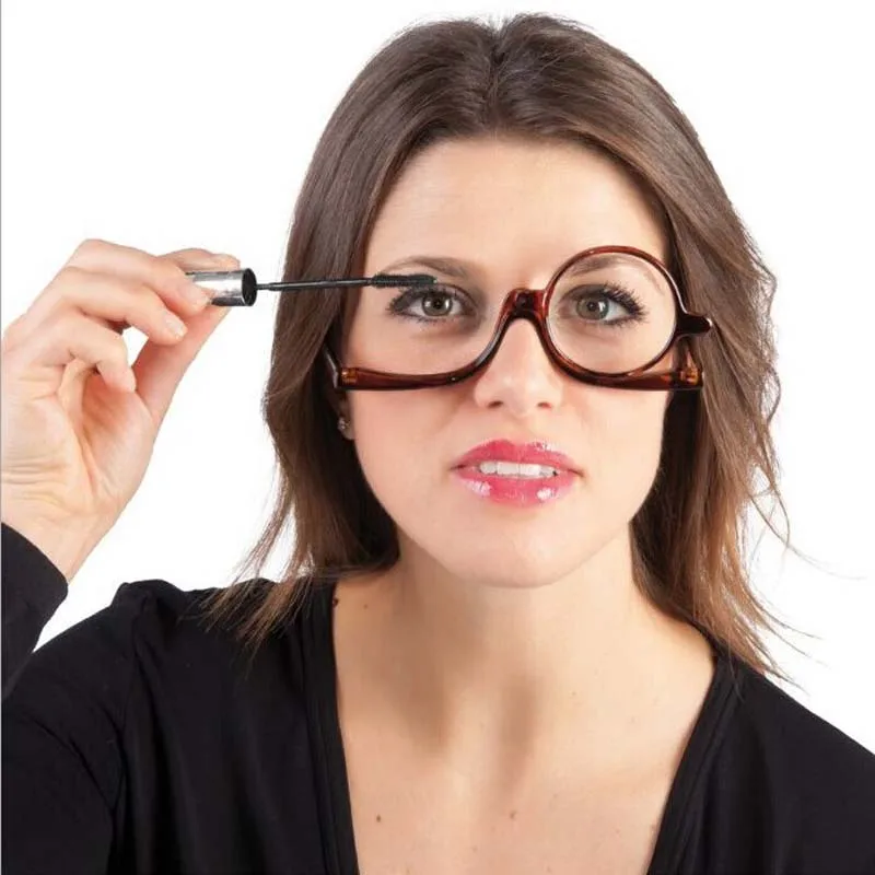 

Fashion lady reading glasses new rotating makeup glasses