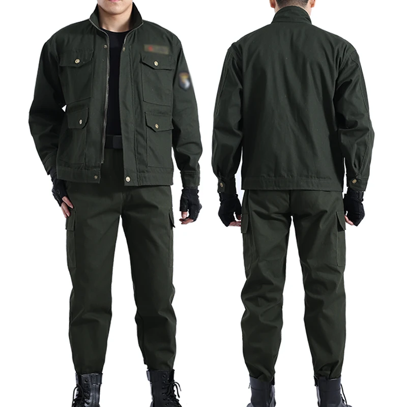 Men\'s Outdoor Labor Insurance Wear Spring And Autumn Wear-resistant Jacket Trouser Suit Welder Anti-scald Work Clothes