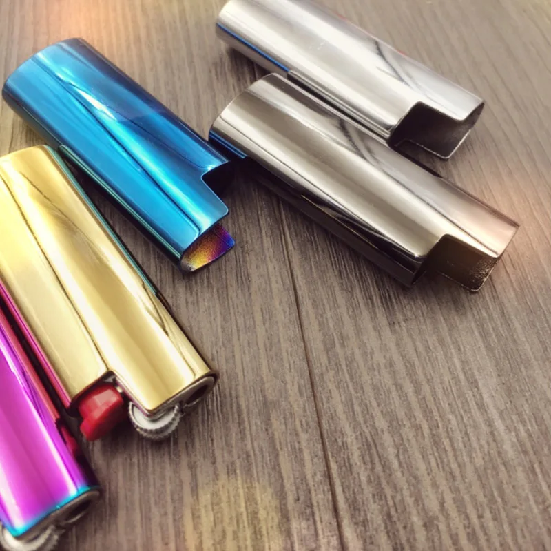 Color Plating Mini Size J5 Lighter Case Explosion-proof Metal Armor Gas Lighter Pouches Shell  Cover Holder For J5 Bic