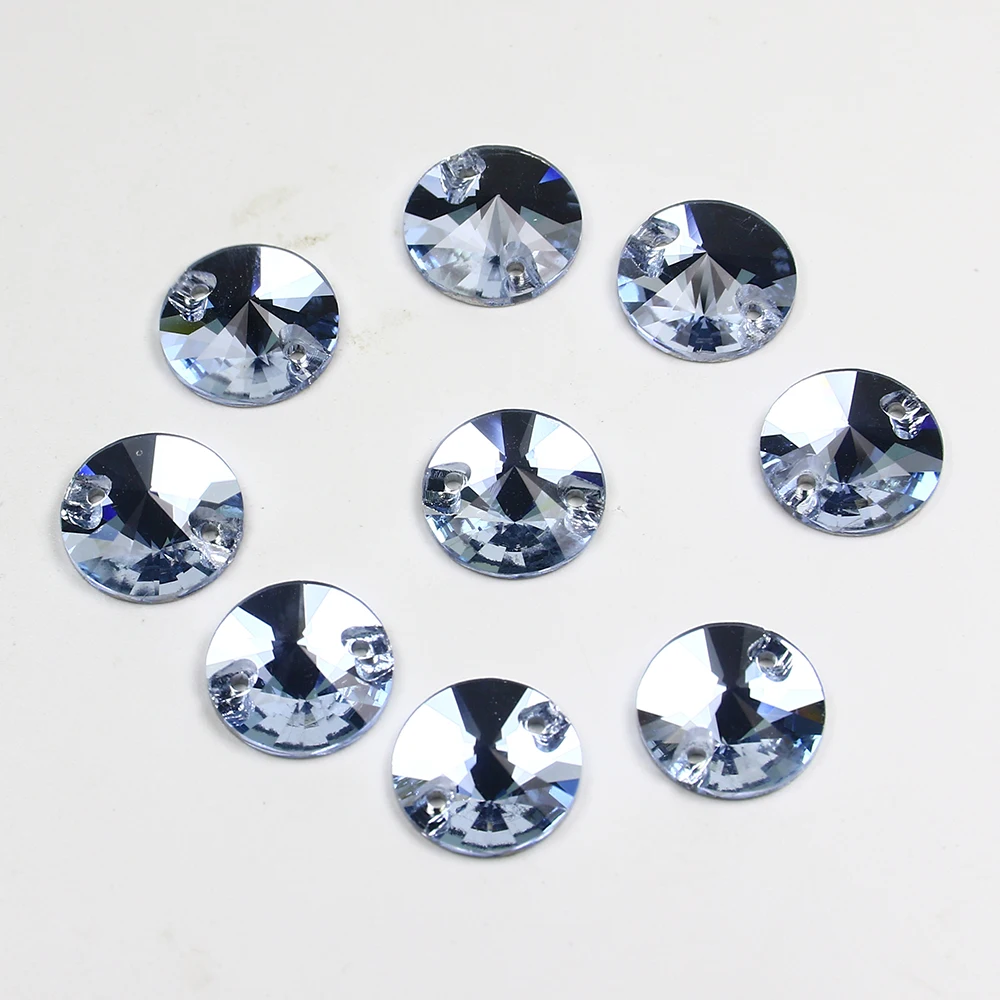 Junjiao Sew On Rhinestones Crystal For Decoration Round Flatback Glass Stone Rivoli Sewing Rhinestones Applications For Clothing