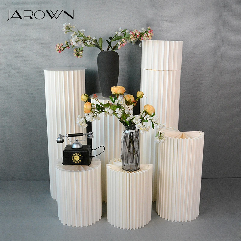 

JAROWN Wedding Props Stage Multicolor Origami Round Pillar Three Piece Shopping Mall Decor Home Birthday Party Arrangement Decor