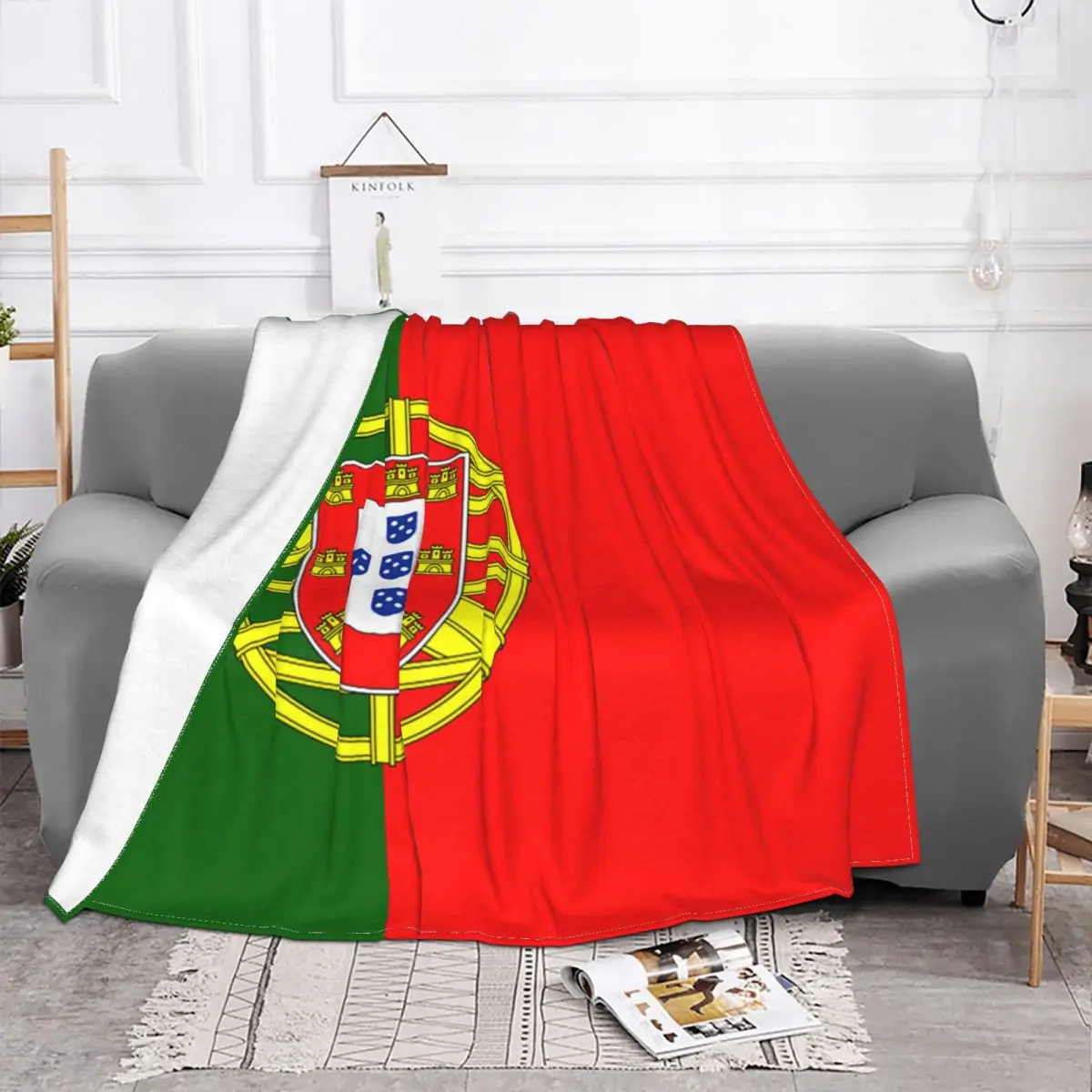 Current Flag Of Portugal Blanket Velvet Printed Breathable Warm Throw Blankets for Bed Outdoor Bedding Throws