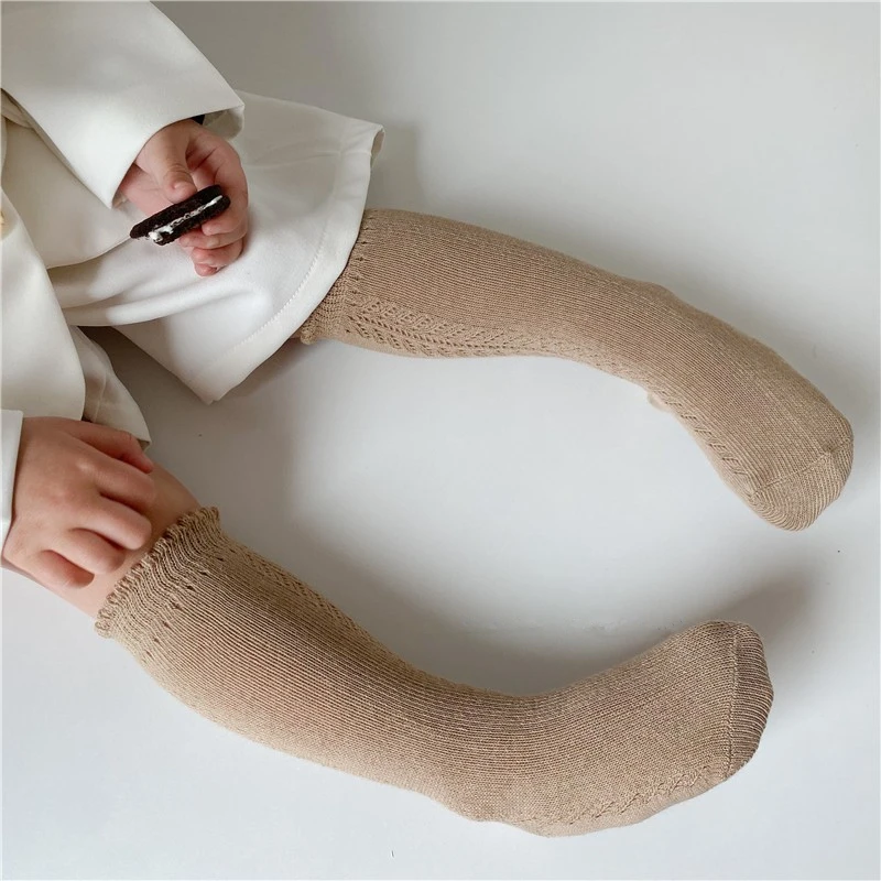 New Fashion Kids Knee High Socks Baby Boys Girls Cotton Mesh Breathable Soft Socks Children Long Socks Suit For 0-8 Years