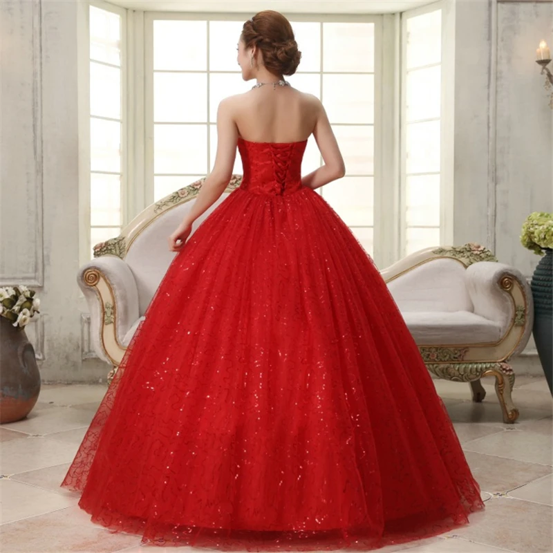 Hot Selling Cheap White Red Quinceanera Dresses Ball Gown Beaded Bow Lace Up Sweet 16 Prom Party Gown Vestido 15 Anos QD148