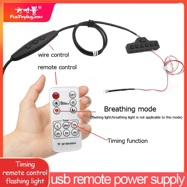 FunTrying Zestaw zasilaczy USB 5 V/12 V Ściemnianie Zdalne sterowanie Bezprzewodowy system zasilania Migające światło Piaskownica stołowa Layou