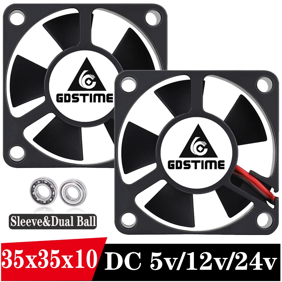 

5pcs Gdstime 35mm Computer PC VGA Video Heat Spread Cooler Cooling axial Fan DC 5V 12v 24v Dupont 2Pin 3510 35x35x10mm