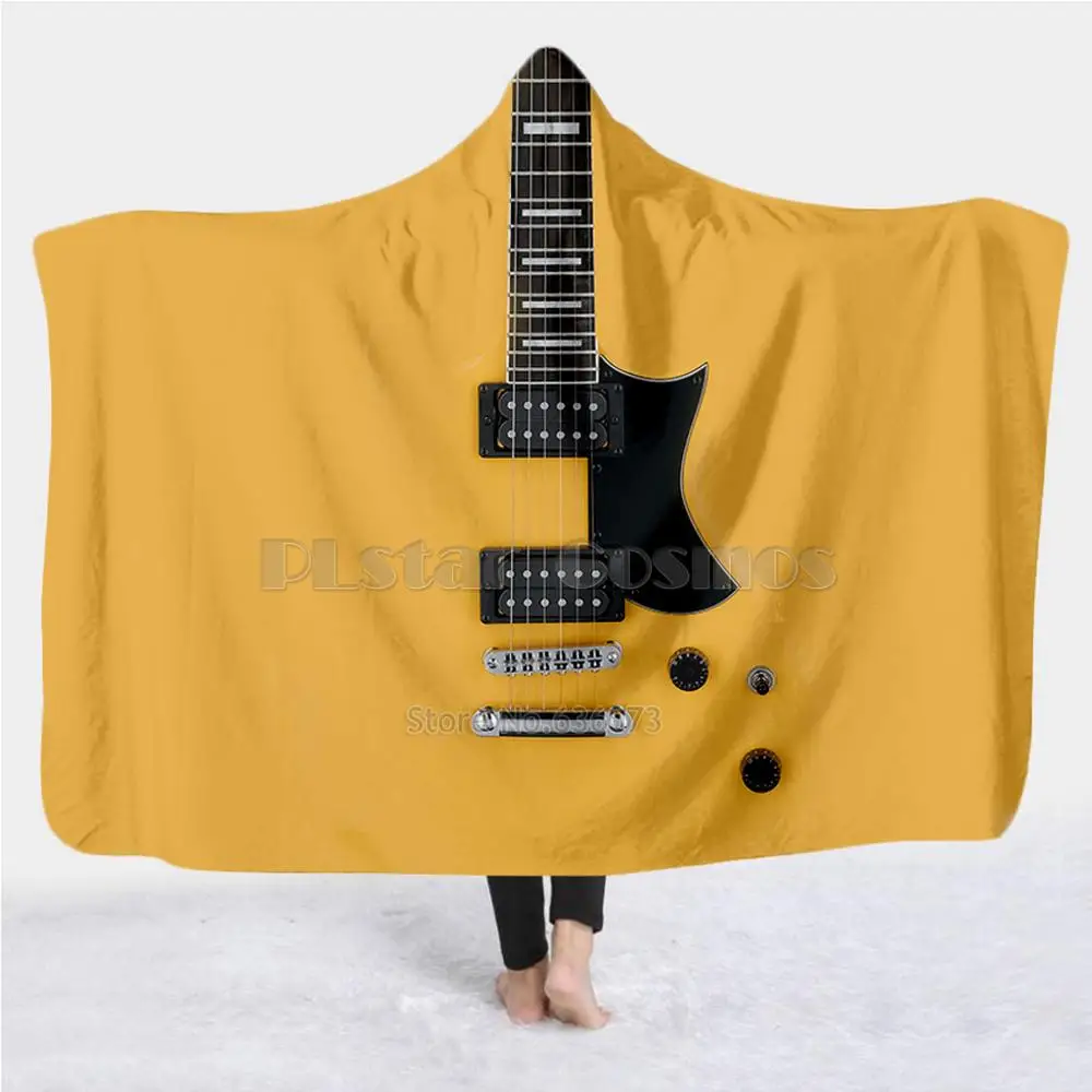 Violin Guitar art Musical instrument Blanket Hooded Blanket 3D full print Wearable Blanket Adults men women Blanket style-2