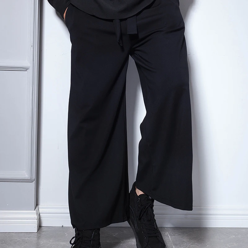 Men's Trousers Spring And Autumn Loose-Fitting Nine Minutes Casual Wide-Leg Trousers Men's Bell-Bottom Hip-Hop Style
