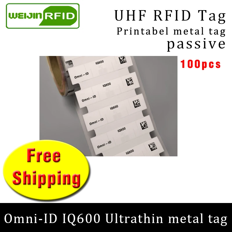 UHF RFID flexible metal tag omni-ID IQ600 915m 868mhz Impinj MonzaR6-P 100pcs free shipping printable synthetic passive RFID tag