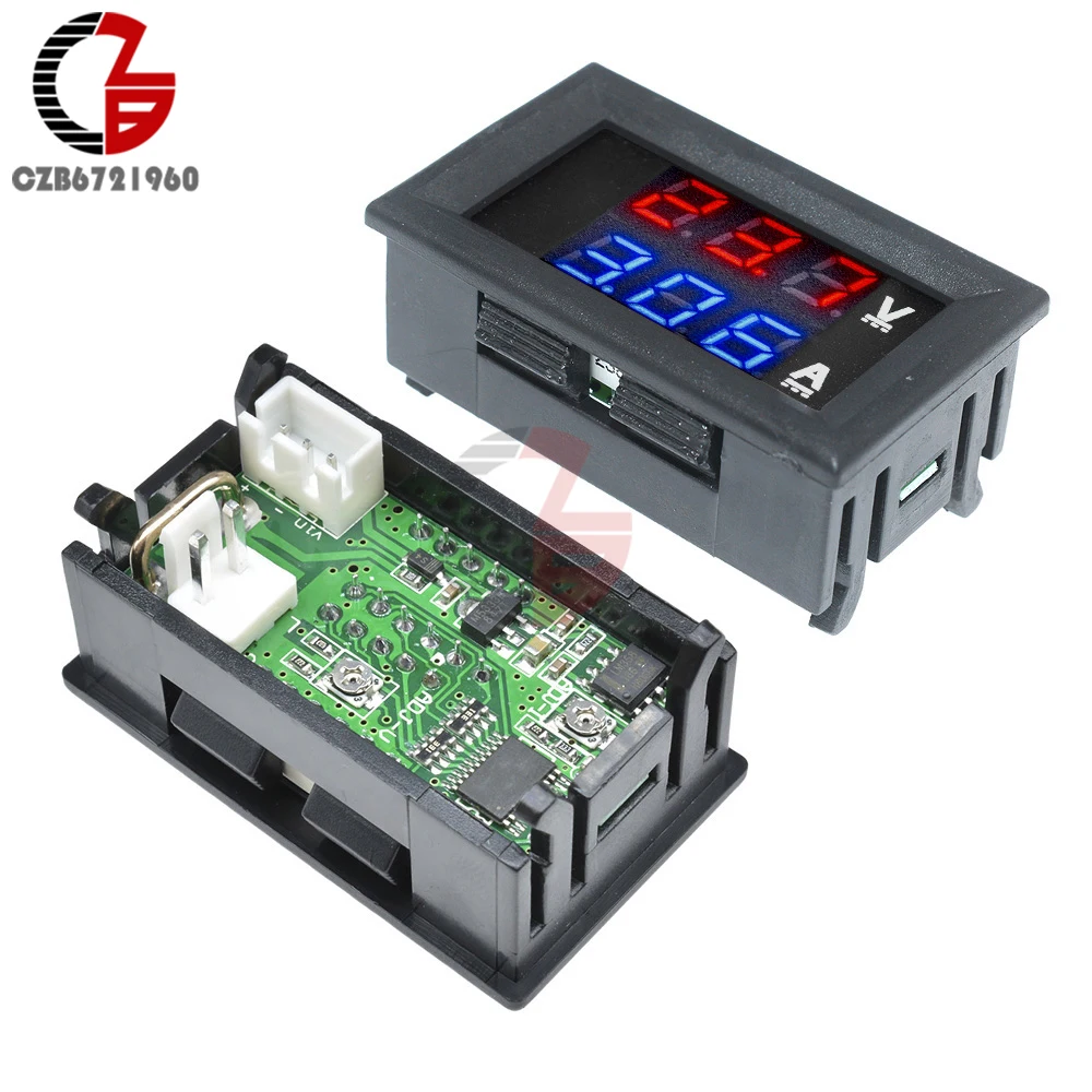 Mini DC Digital Voltmeter Ammeter 100V 10A 50A 100A Voltage Current Meter Solar Battery Car Volt Amp Tester Monitor Detector