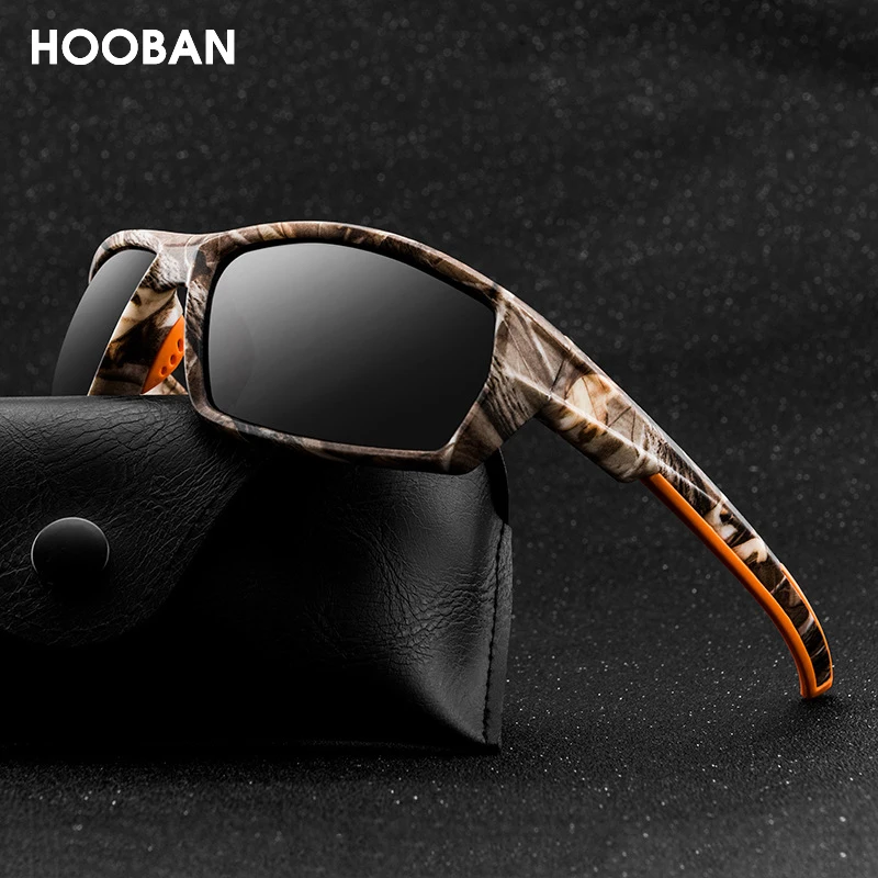 HOOBAN Classic Sports Men Women Sunglasses Fashion Stone Texture Polarized Sun Glasses Vintage Outdoor Eyewear UV400 Goggle