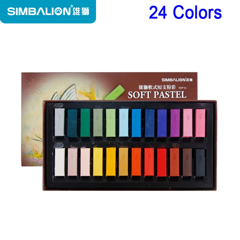 Simbalion  24/48 Colors Soft Pastel Colored Chalk half size Drawing Art Supplies