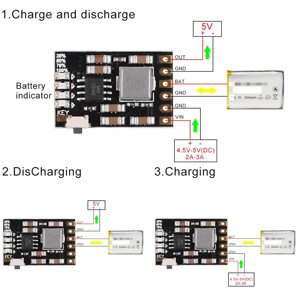 DC 5V 2.1A Mobile Power Diy Board 4.2V Charge Discharge boost battery protection indicator module 3.7V lithium 18650