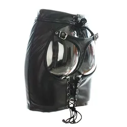 Sexy Womens Faux Leather Thong Back Backless Mini Skirt Stretch to Fit Soft Open Butt with Panties Fetish Cosplay Costume