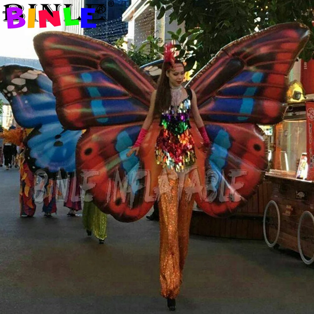 Free shipping 2m stage performance adult inflatable butterfly wing costume for event decoration