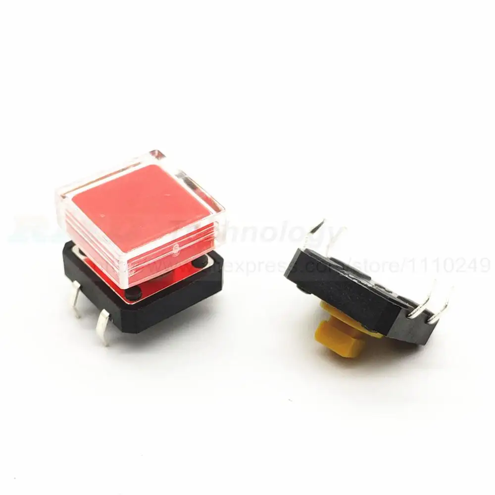 B3F Tactile Push Button Switch 50pcs + A14 color hat 50pcs + transparent cap 50pcs Momentary Tact 12x12x7mm DIP Through-Hole