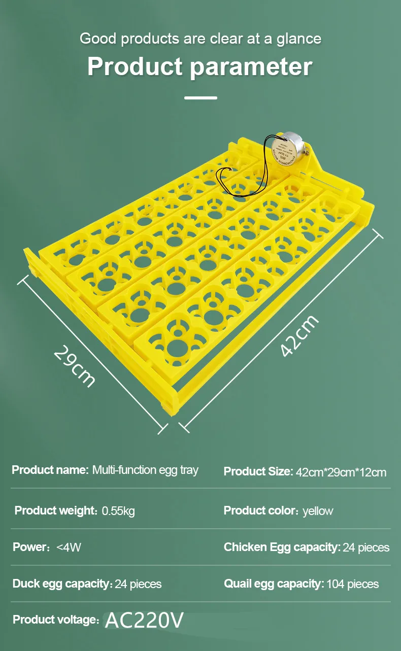 24-Jajka Inkubator Wyjmowana taca na jajka Automatyczna taca do obracania jaj Sprzęt do inkubacji drobiu Inkubator dla przepiórek Kurczaki Kaczka