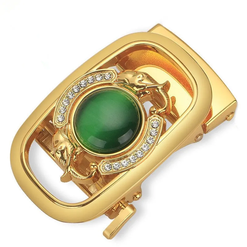 2024 Jade Belt Buckle Men Inlaid Agate Stone Automatic Buckle Auspicious Alloy personality Buckle Special offer