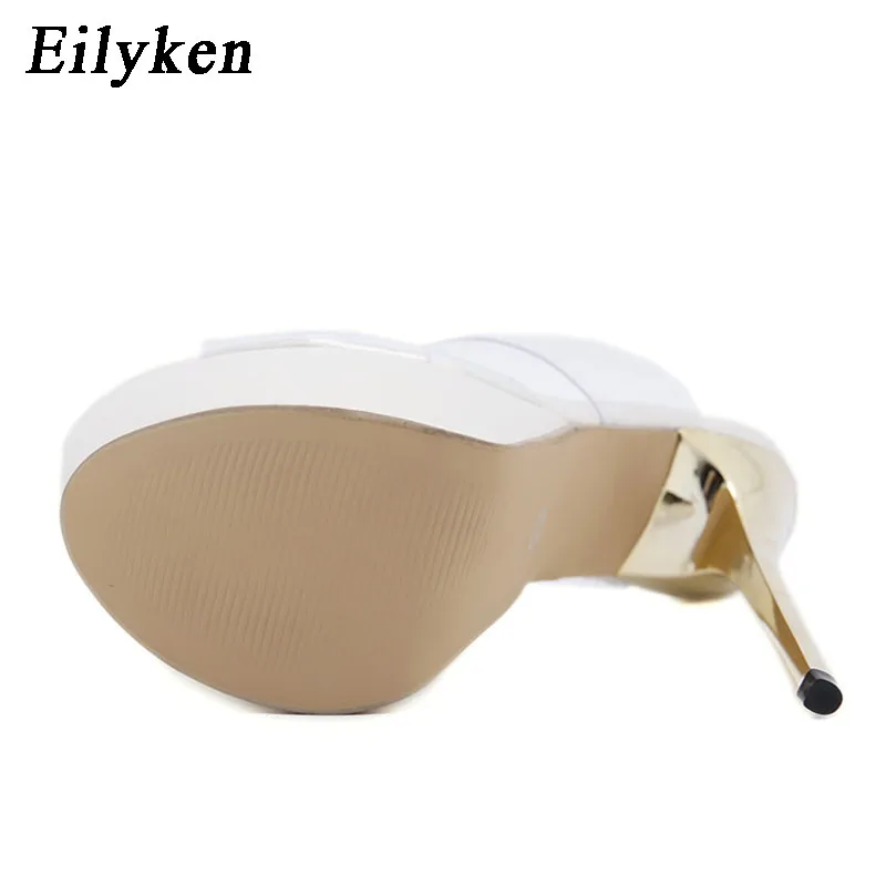 Eilyken Platform Women Thin High Heels Slippers 2024 Summer Sexy PVC Transparent Shoes Club Stripper Party Dress Sandals White