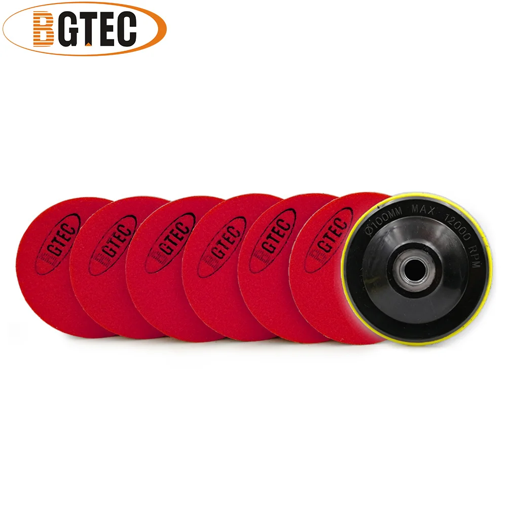 Bgtec 4 Inch 6 Pcs #400 Berlian Profesional Fleksibel Polishing Pads dengan M14 Plastik Backer 100 Mm Marmer & granit Pengamplasan Disc