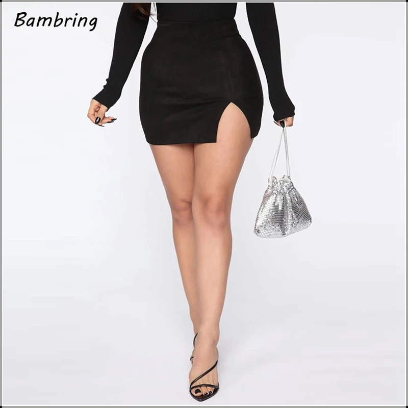 

Black Chic Split Mini Skirt Women Sexy High Waist Tight Fitting Slim Bottoms Luxury Designer Fashion Skirt 2020 Summer Custom