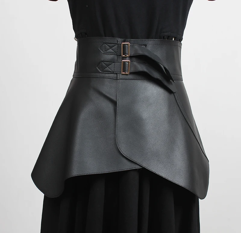 Damska runway moda PU skóra Cummerbunds kobieta sukienka vintage gorsety paski paski dekoracji szeroki pas R3451
