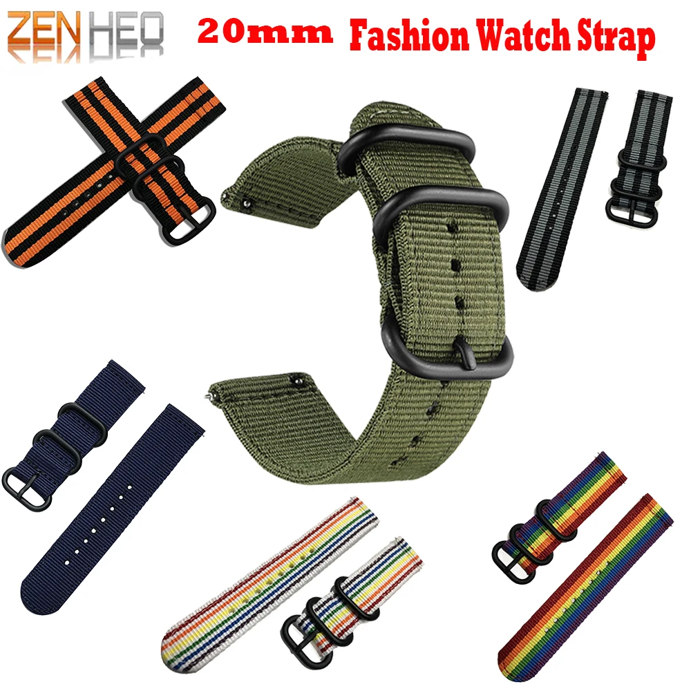 Nylon Watchband for Samsung Galaxy Watch Active/Galaxy Watch 3 Replacement Watch Band For Garmin Forerunner 55 158 245 245M 645